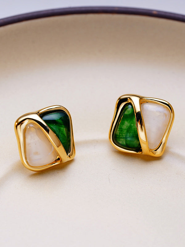 xakxx Contrast Color Geometric Earrings Accessories