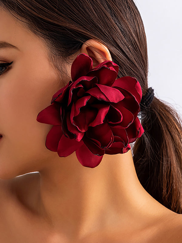 xakxx Solid Color Three-Dimensional Flower Drop Earrings