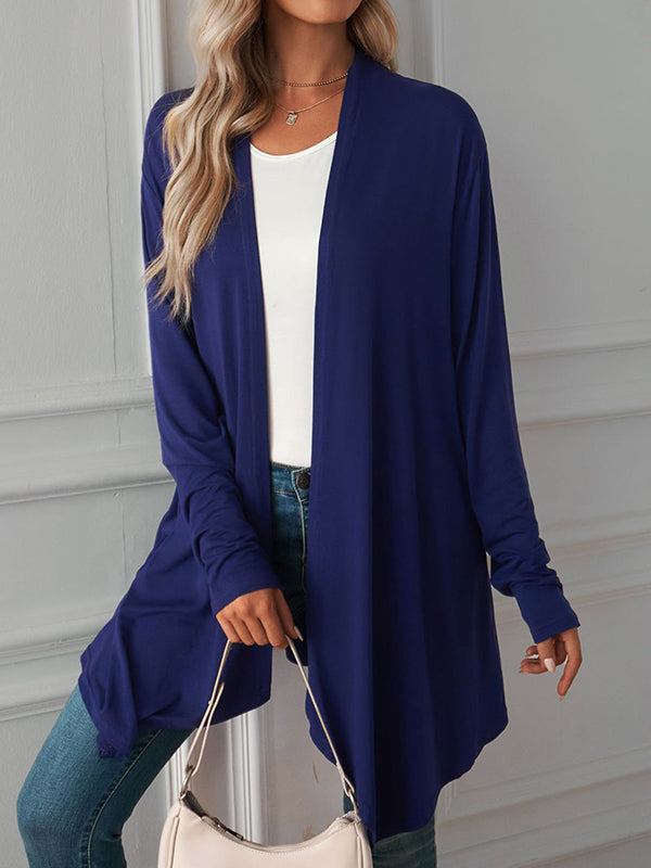xakxx Long Sleeves Loose Solid Color Statement Collar Outerwear