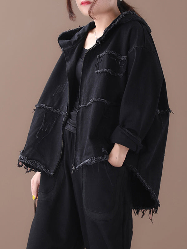 xakxx Original Solid Hooded Denim Outwear