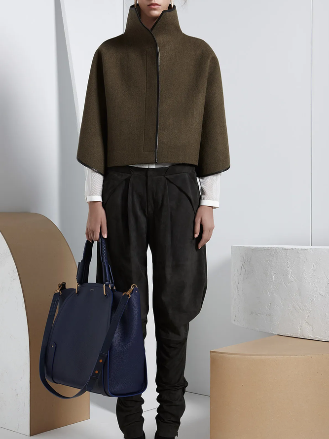 xakxx Vintage Loose Solid Color Stand Collar Jackets