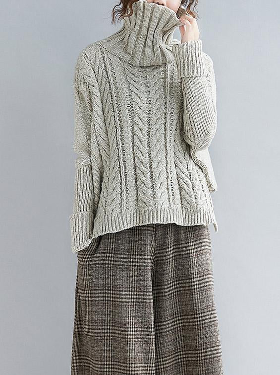 xakxx Cable- Knit High-neck Solid Loose Sweater