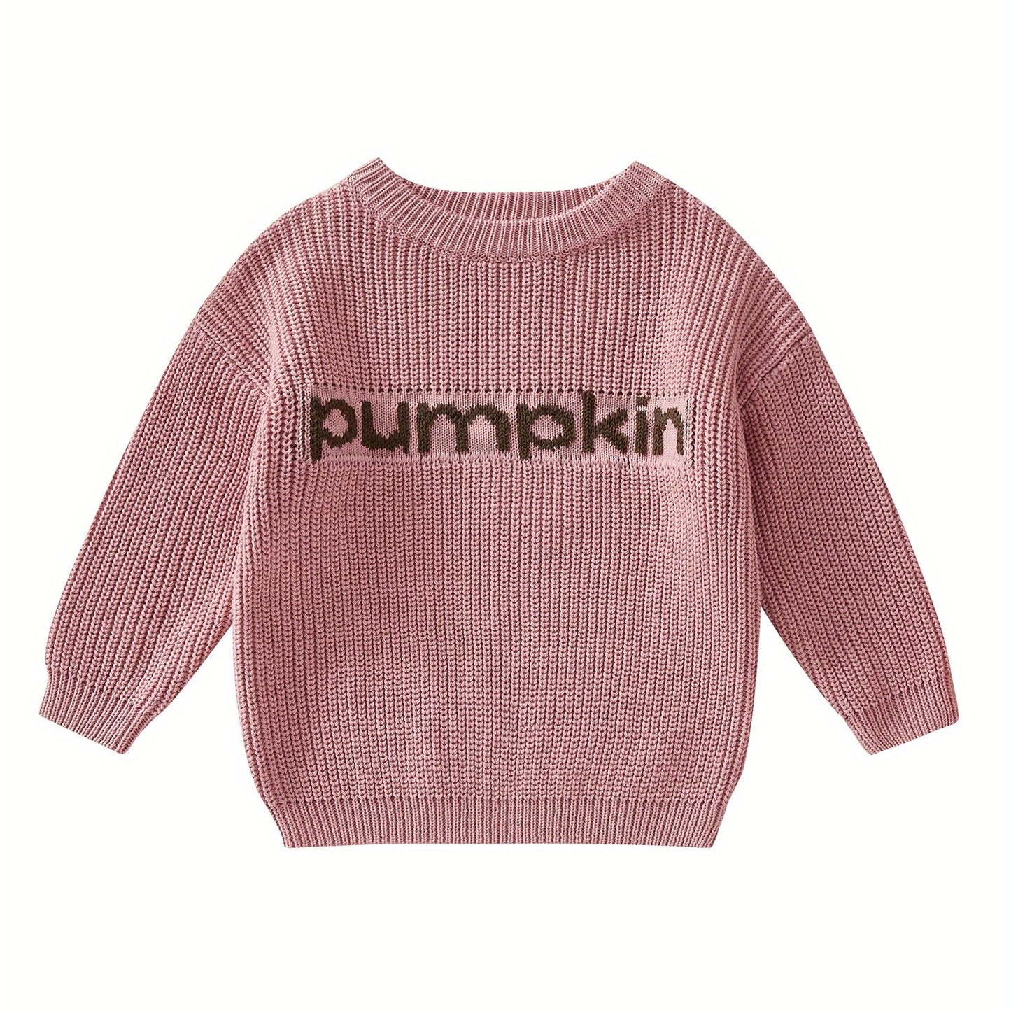Toddler Baby Girls Boys Halloween Sweater, Letter Print Long-Sleeved Round Neck Pullover Knitwear