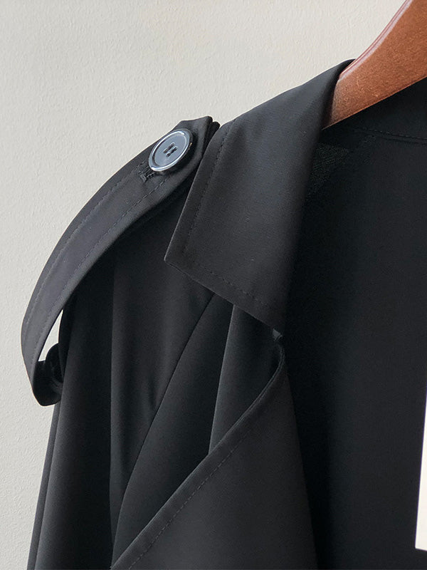 xakxx Khaki&Black Vintage Notched Collar Thin Trench Coat