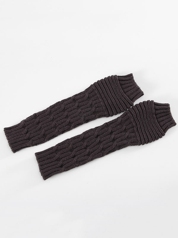 xakxx Solid Color Keep Warm Jacquard Knitted Sleevelet