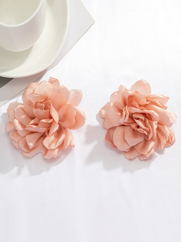 xakxx Solid Color Three-Dimensional Flower Drop Earrings