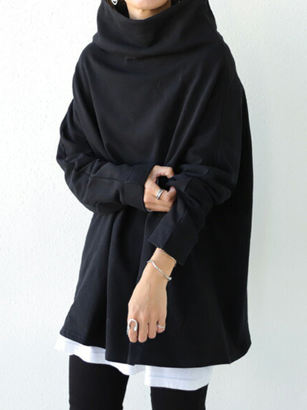 xakxx Urban Black&Gray High-Neck Long Sleeve Oversize T-Shirt