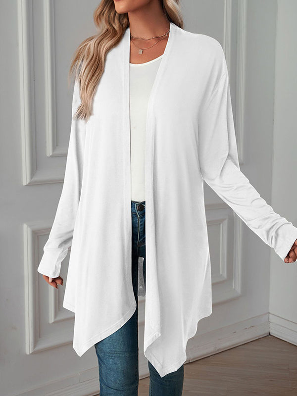 xakxx Long Sleeves Loose Solid Color Statement Collar Outerwear