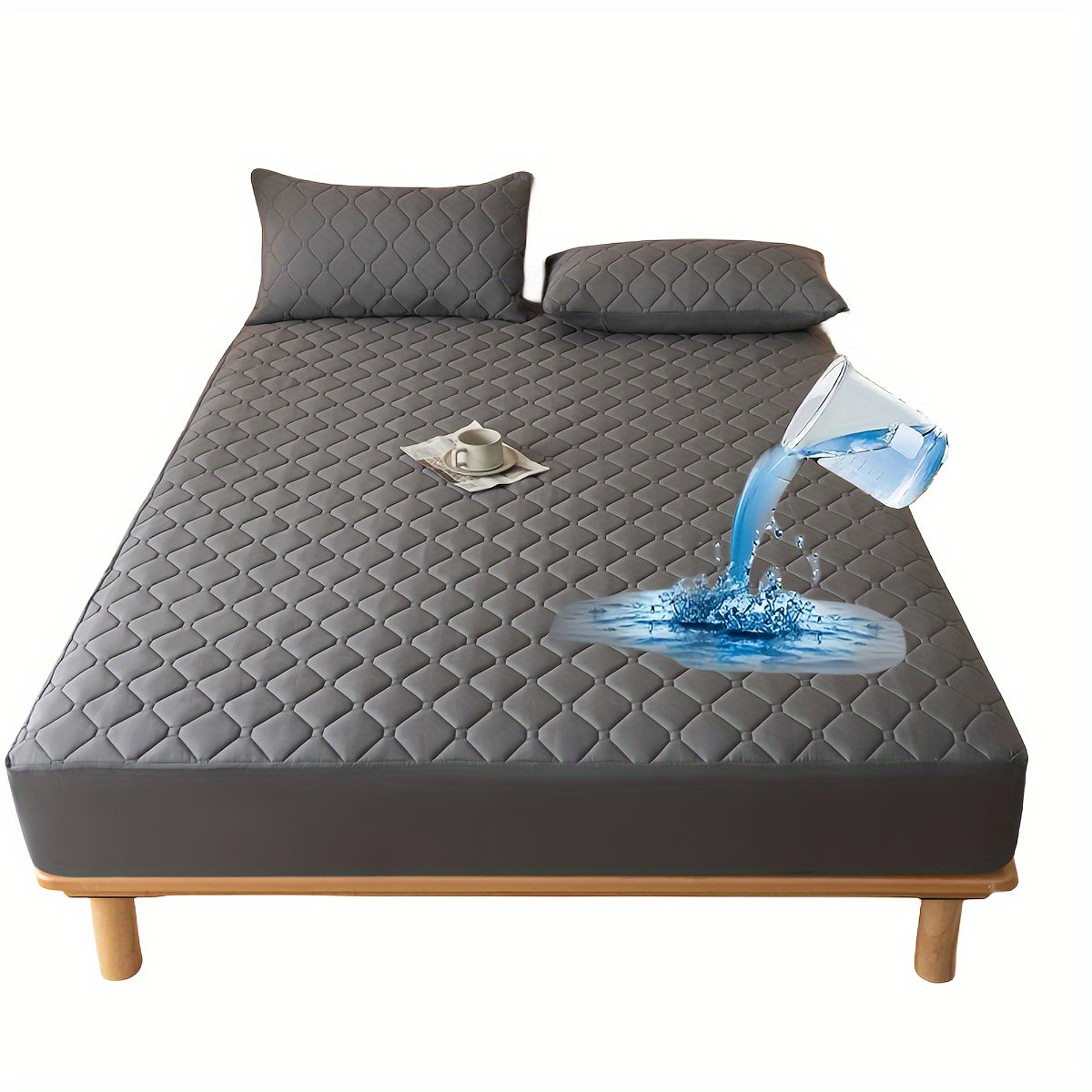 1pc Luxurious Waterproof Mattress Protector - Noiseless, Embossed, Dustproof, Thick, Breathable, Washable, Incontinence Protection - Ideal for Single, Twin, Full, Queen, King Bed Sizes, Bedroom, Guest Room, Apartment, School