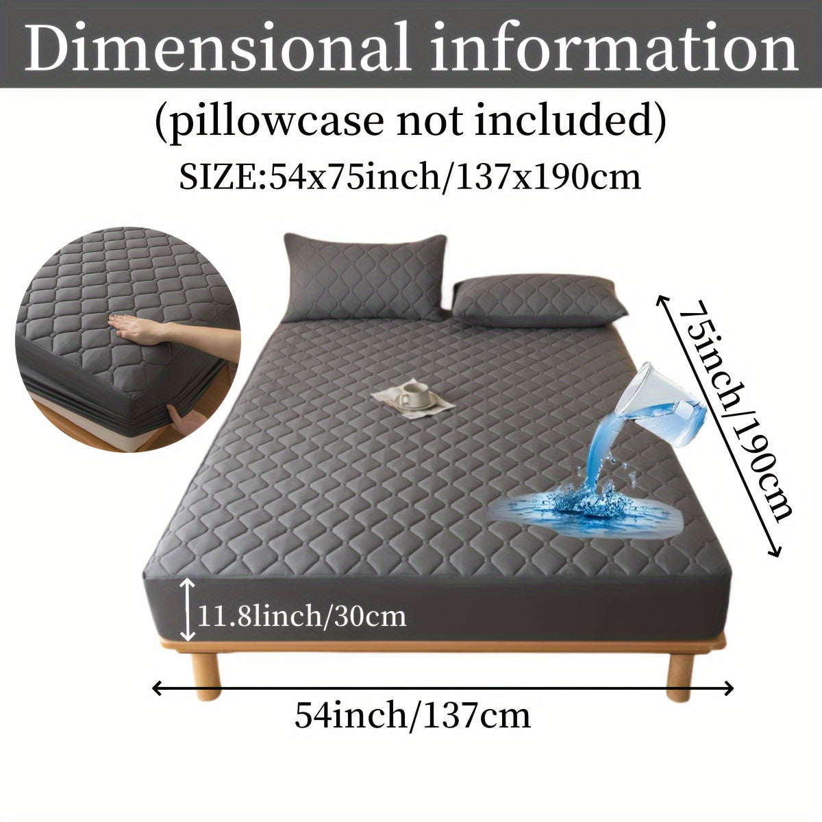 1pc Luxurious Waterproof Mattress Protector - Noiseless, Embossed, Dustproof, Thick, Breathable, Washable, Incontinence Protection - Ideal for Single, Twin, Full, Queen, King Bed Sizes, Bedroom, Guest Room, Apartment, School