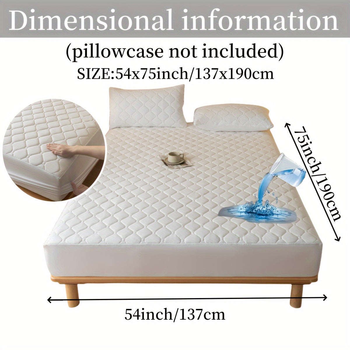 1pc Luxurious Waterproof Mattress Protector - Noiseless, Embossed, Dustproof, Thick, Breathable, Washable, Incontinence Protection - Ideal for Single, Twin, Full, Queen, King Bed Sizes, Bedroom, Guest Room, Apartment, School