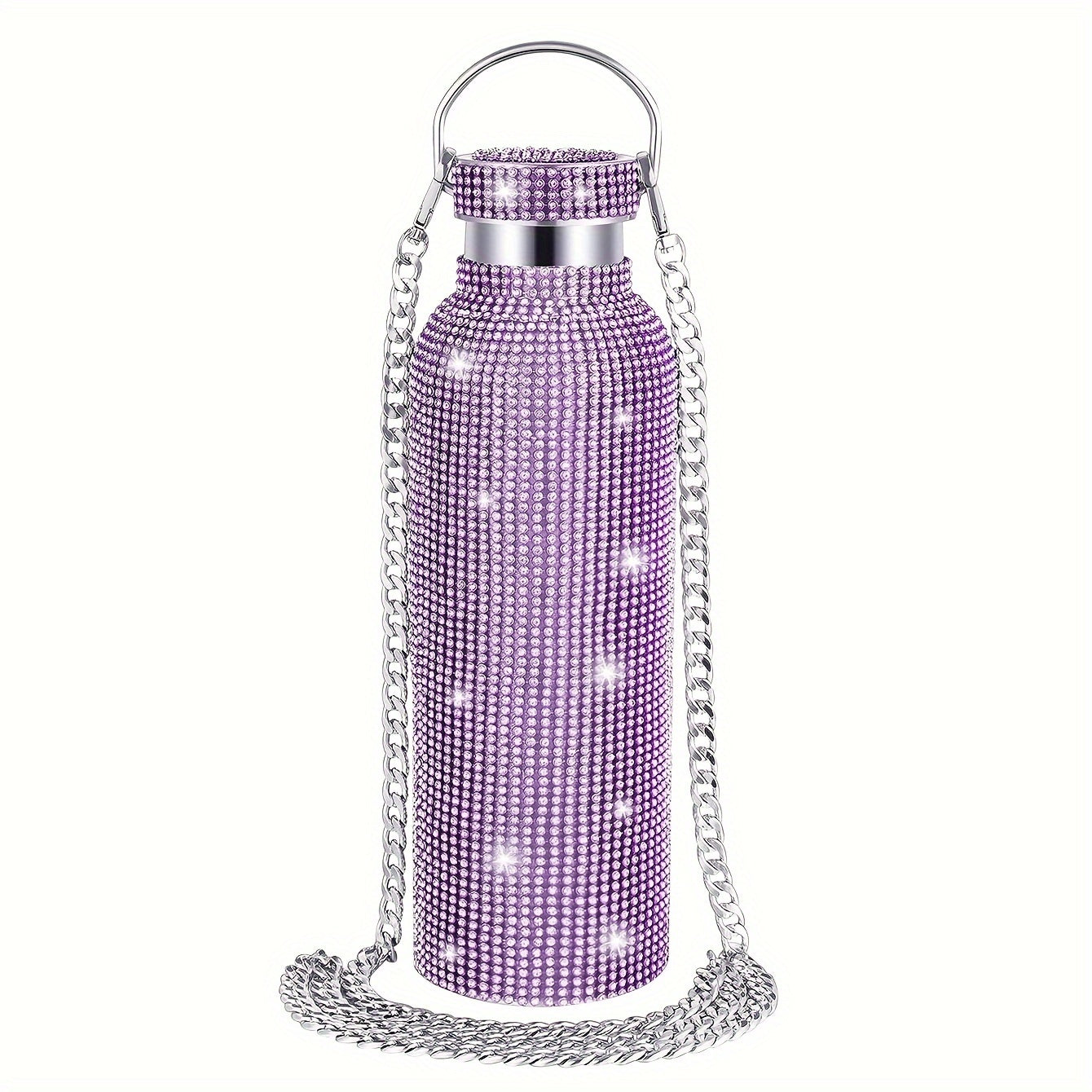 1pc, Studded Vacuum Flask, Stainless Steel Insulated Water Bottles, Shiny Glitter Rhinestone Decor Thermal Cups, For Hot And Cold Beverages, Summer Winter Drinkware, Travel Accessories, Birthday Gifts, Multiple Sizes Optional