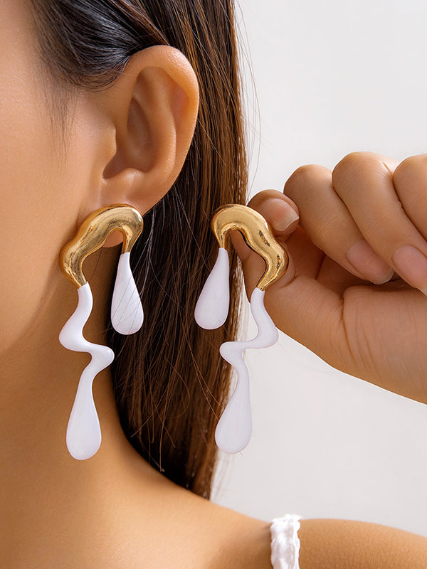 xakxx Contrast Color Geometric Drop Earrings