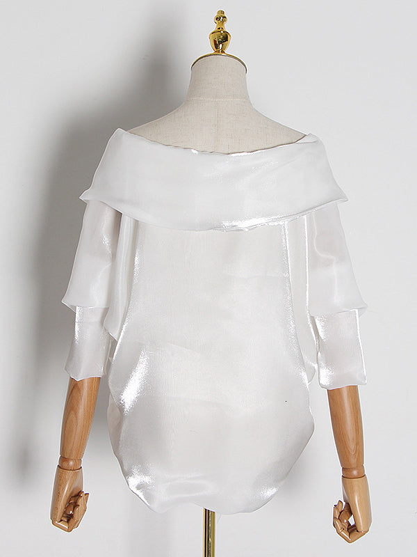 xakxx High-Low Bishop Sleeve Falbala V-Neck Blouses&Shirts Tops