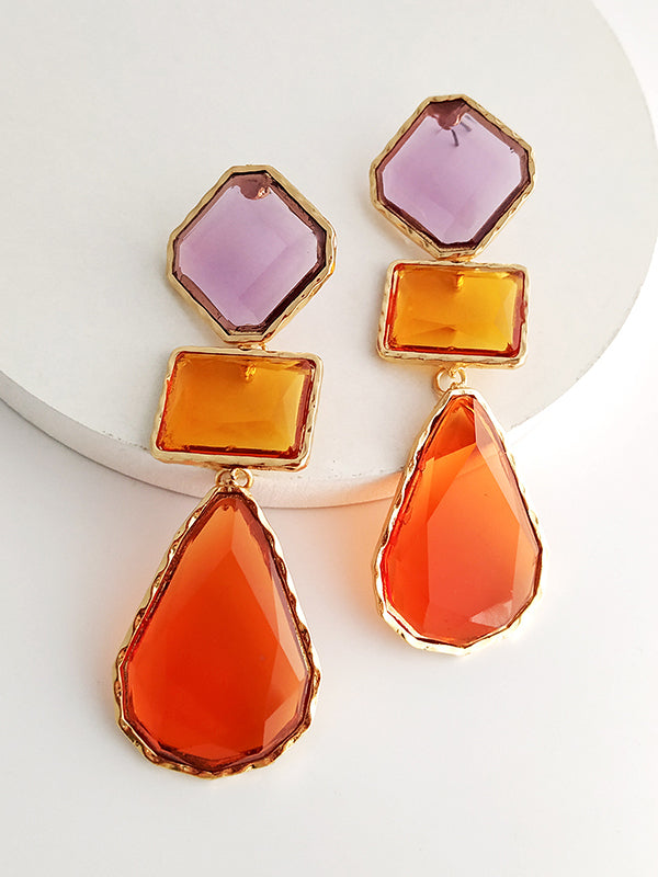 xakxx Geometric Split-Joint Drop Earrings