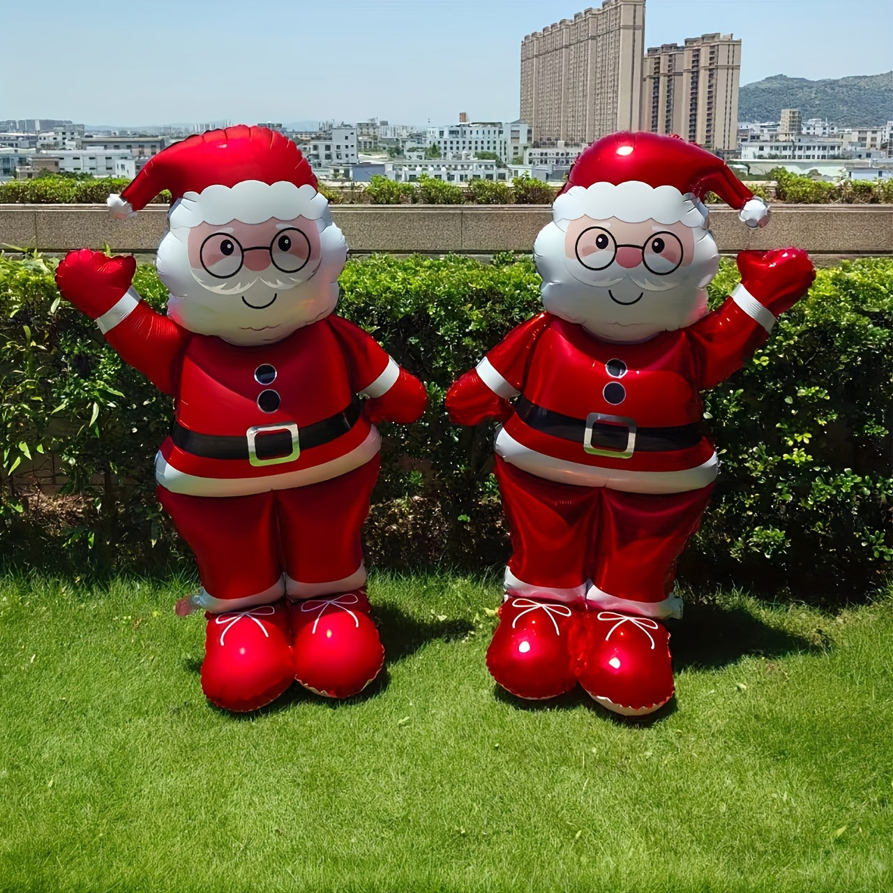 2-Pack Self-Sealing Aluminum Foil Festive Santa Claus Balloons - No Electricity Required for New Year, Carnival, Christmas, Mardi Gras, Easter, Thanksgiving Parties and Events