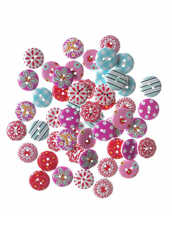 xakxx 100Pcs Colorful Striped Printed Decoration Accessories Round Buttons
