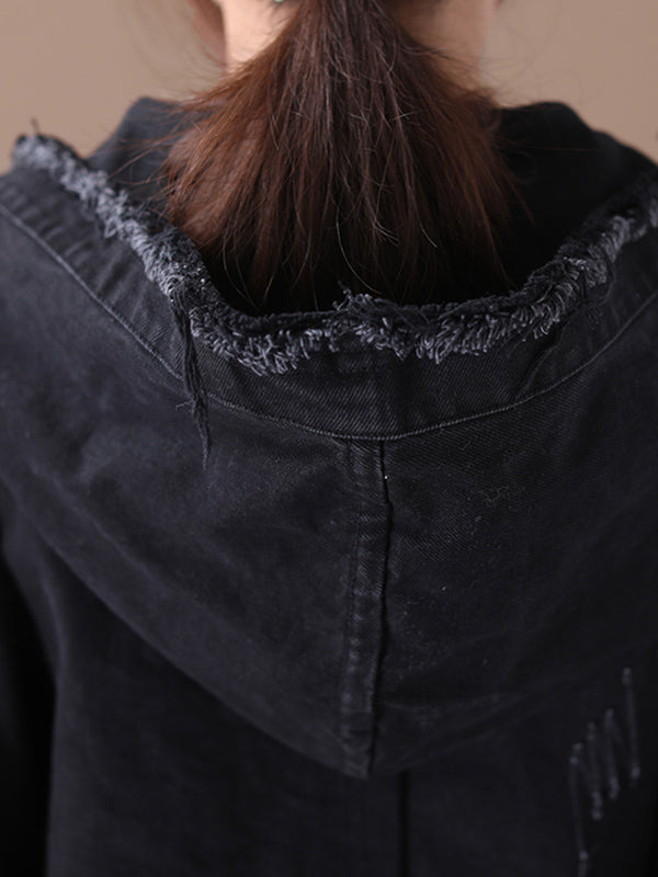 xakxx Original Solid Hooded Denim Outwear