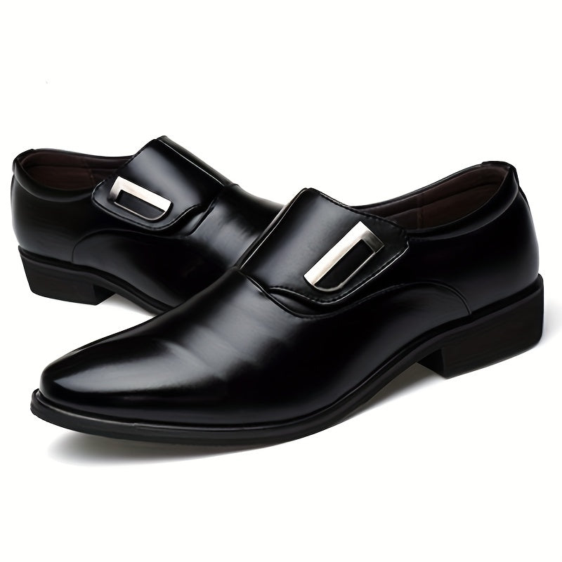 Mens PU Leather Solid Color Slip-On Loafers - Anti-Slip, Breathable, Comfortable EVA Insole, PVC Sole - Perfect for Business, Office, Street Wear in Fall, Spring, Summer, Winter
