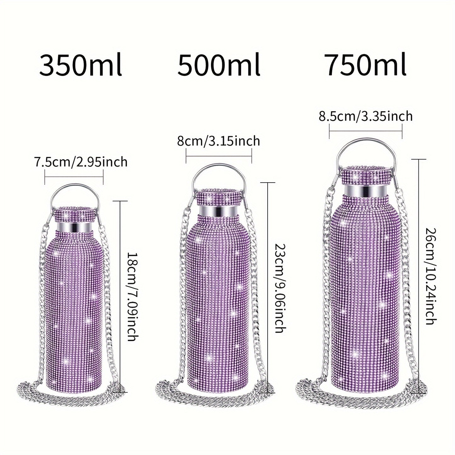 1pc, Studded Vacuum Flask, Stainless Steel Insulated Water Bottles, Shiny Glitter Rhinestone Decor Thermal Cups, For Hot And Cold Beverages, Summer Winter Drinkware, Travel Accessories, Birthday Gifts, Multiple Sizes Optional