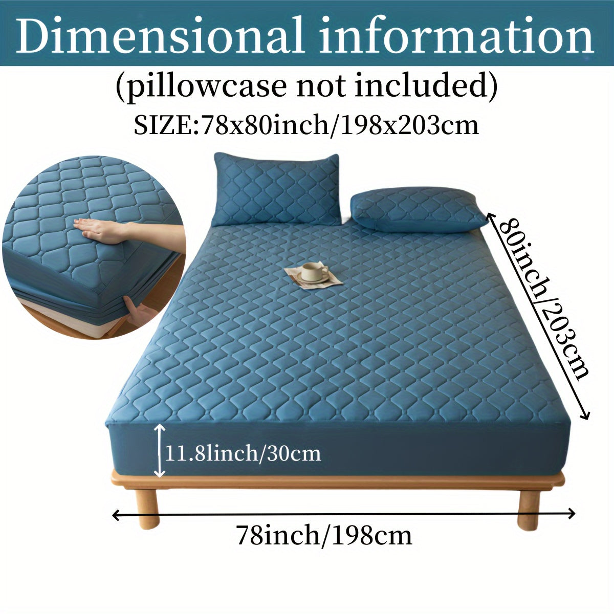 1pc Luxurious Waterproof Mattress Protector - Noiseless, Embossed, Dustproof, Thick, Breathable, Washable, Incontinence Protection - Ideal for Single, Twin, Full, Queen, King Bed Sizes, Bedroom, Guest Room, Apartment, School