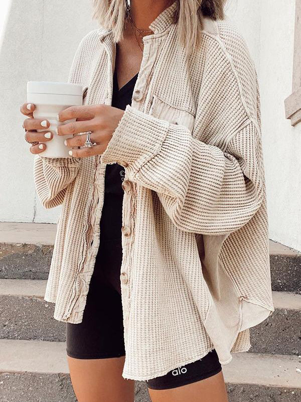 xakxx Vintage Loose Irregular Solid Color With Pockets Jackets