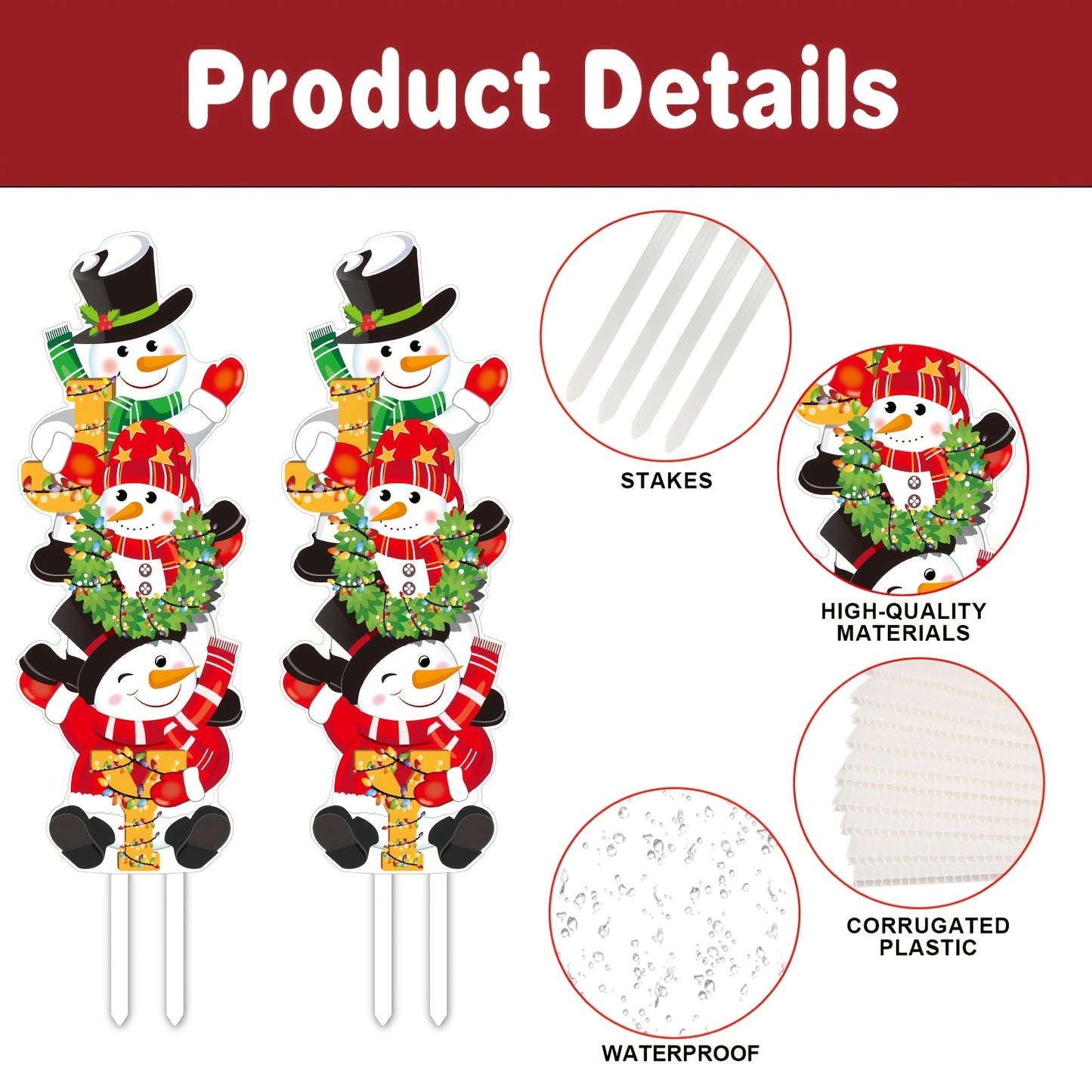 2pcs Joyful Snowman Christmas Yard Signs - Large 31.5"x11.4" Outdoor Lawn Decorations for Festive Holiday Atmosphere