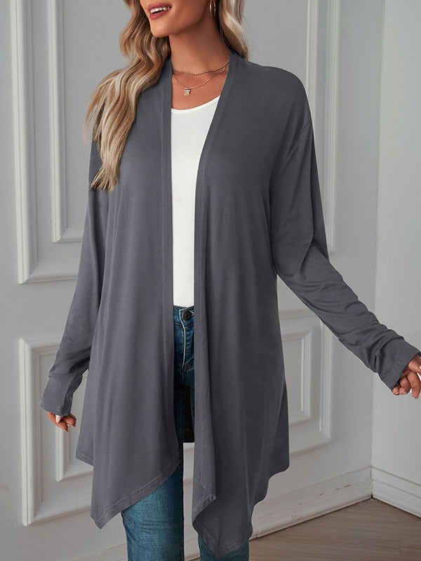 xakxx Long Sleeves Loose Solid Color Statement Collar Outerwear