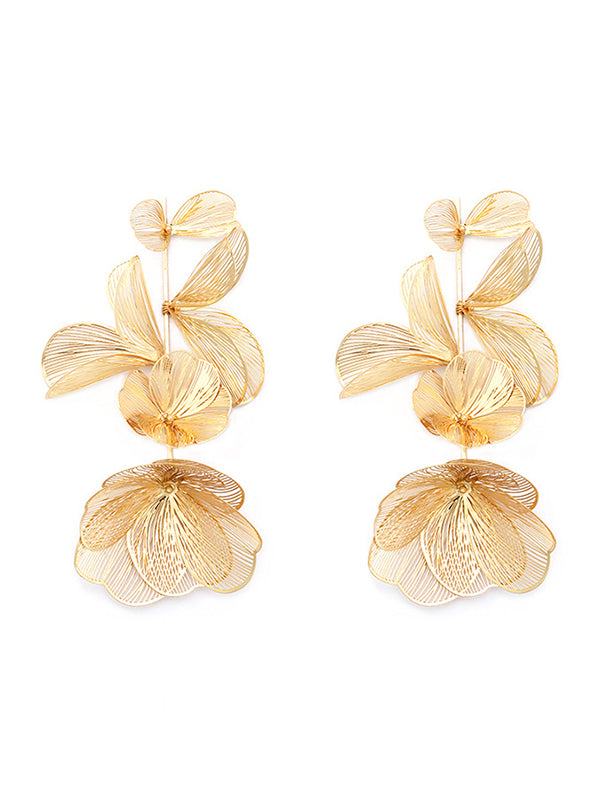 xakxx Solid Color Three-Dimensional Flower Drop Earrings