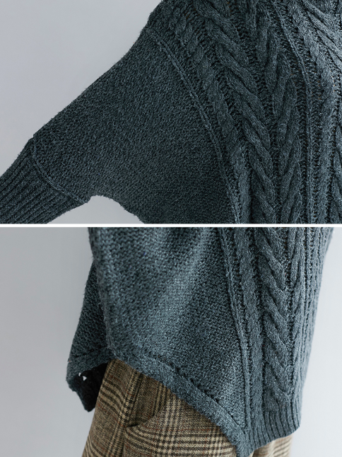xakxx Cable- Knit High-neck Solid Loose Sweater