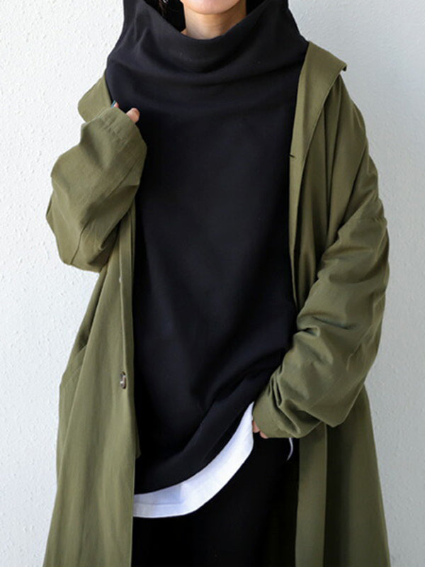 xakxx Urban Black&Gray High-Neck Long Sleeve Oversize T-Shirt