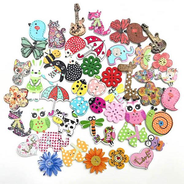 xakxx Colorful Cartoon Animal Pattern Buttons