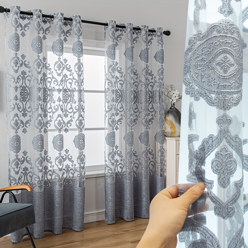 1pc Exquisite Jacquard Embroidered Window Sheer Curtain - Soft, Stylish, and Breathable Window Treatment for Living Room, Bedroom, and Balcony - Elevate Your Home Decor with Luxurious Textures and Natural Light Filtering