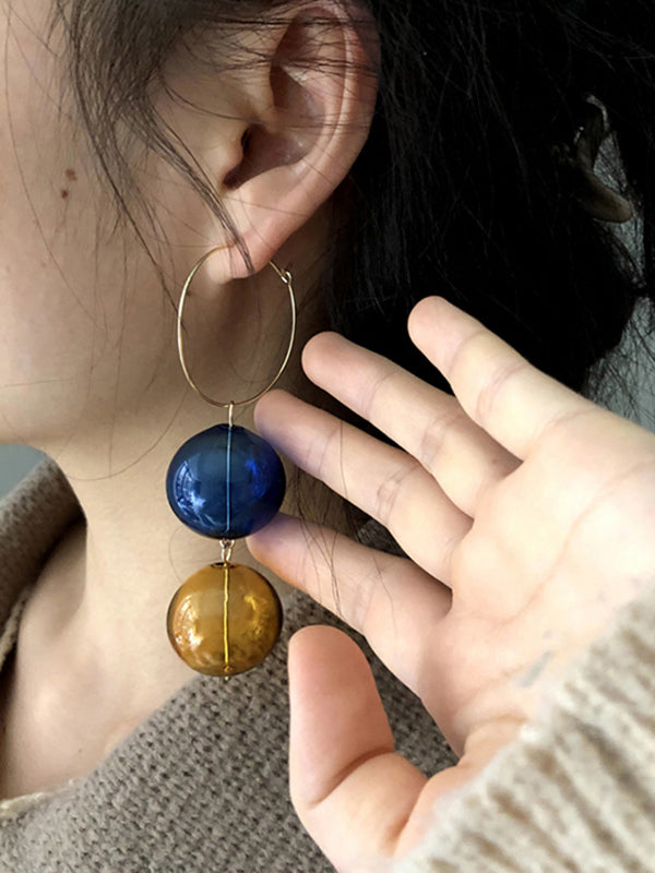 xakxx Stylish Contrast Color Geometric Earrings Accessories