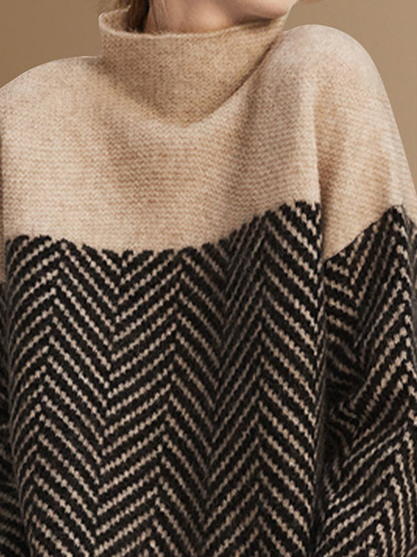 xakxx Casual Loose High-Neck Sweater Tops
