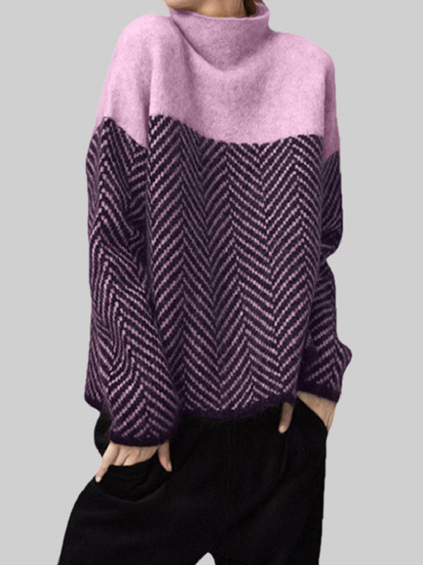 xakxx Casual Loose High-Neck Sweater Tops