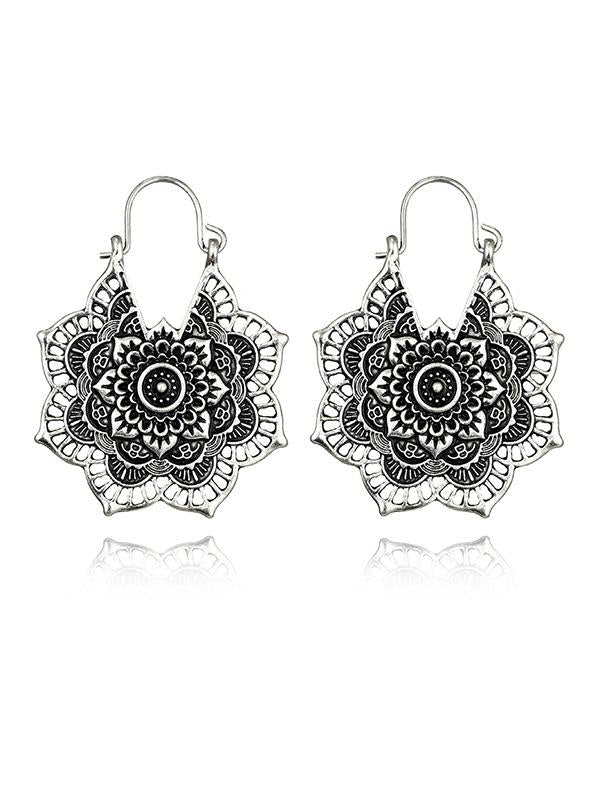 xakxx Vintage Hollow Alloy Flower Earring Accessories