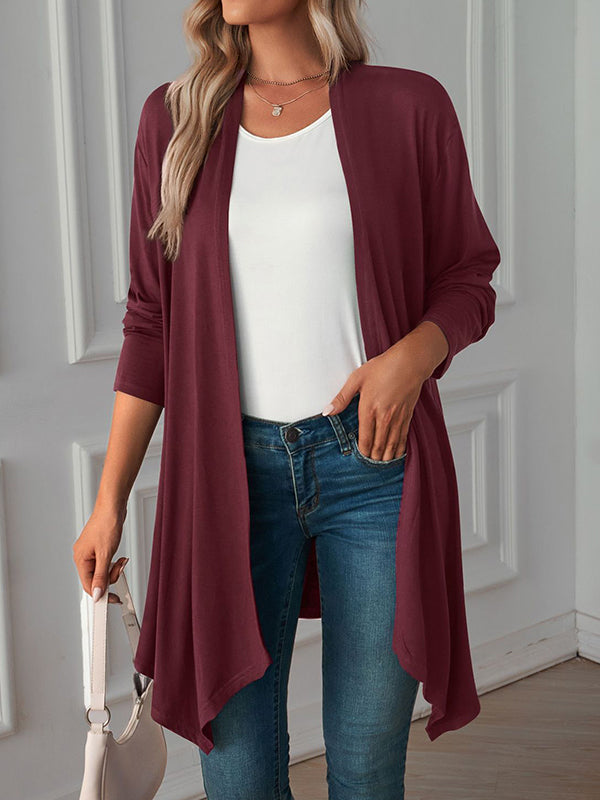 xakxx Long Sleeves Loose Solid Color Statement Collar Outerwear