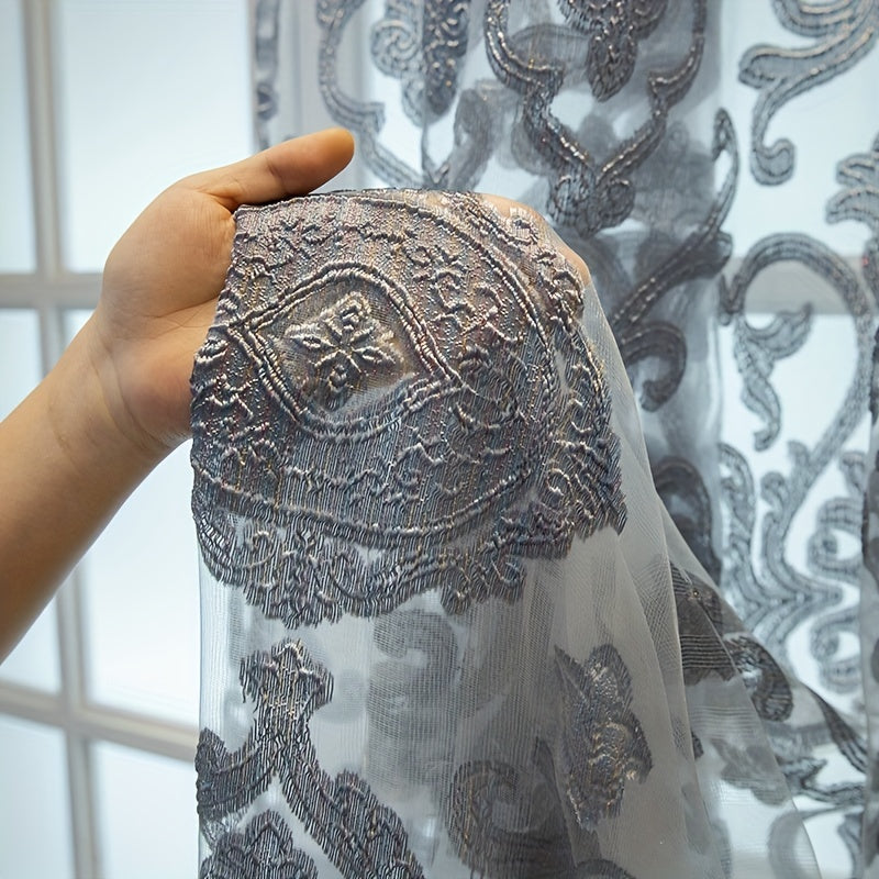 1pc Exquisite Jacquard Embroidered Window Sheer Curtain - Soft, Stylish, and Breathable Window Treatment for Living Room, Bedroom, and Balcony - Elevate Your Home Decor with Luxurious Textures and Natural Light Filtering