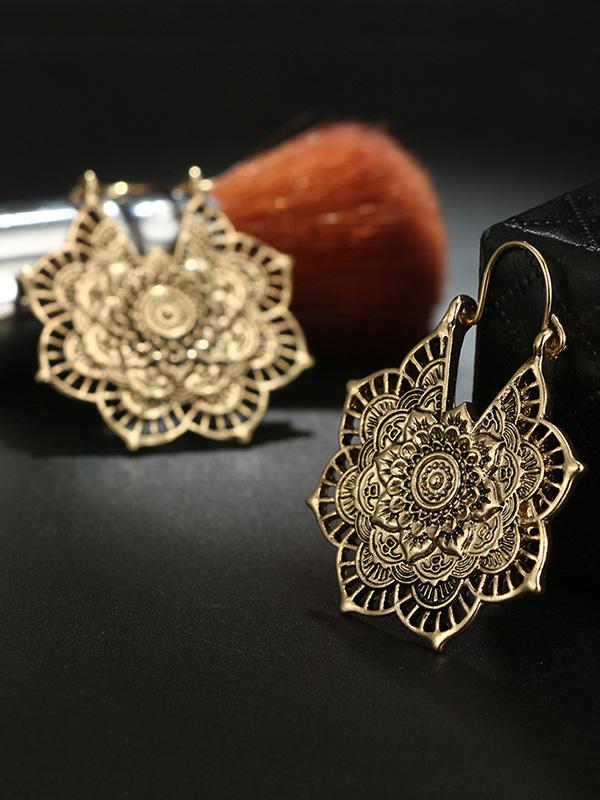 xakxx Vintage Hollow Alloy Flower Earring Accessories