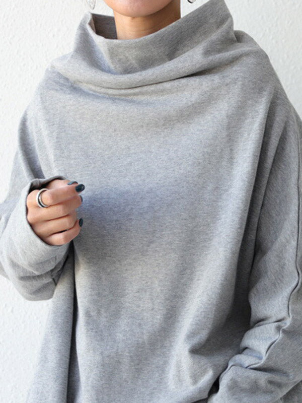 xakxx Urban Black&Gray High-Neck Long Sleeve Oversize T-Shirt