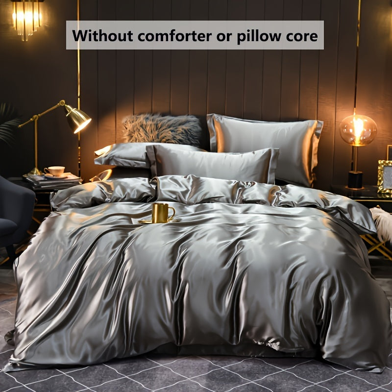 3pcs Luxury Soft Satin Duvet Cover Set - Breathable, Sweat-wicking, Skin-friendly, and Comfortable - Perfect for Bedroom and Living Room, Machine Washable, Easy Care