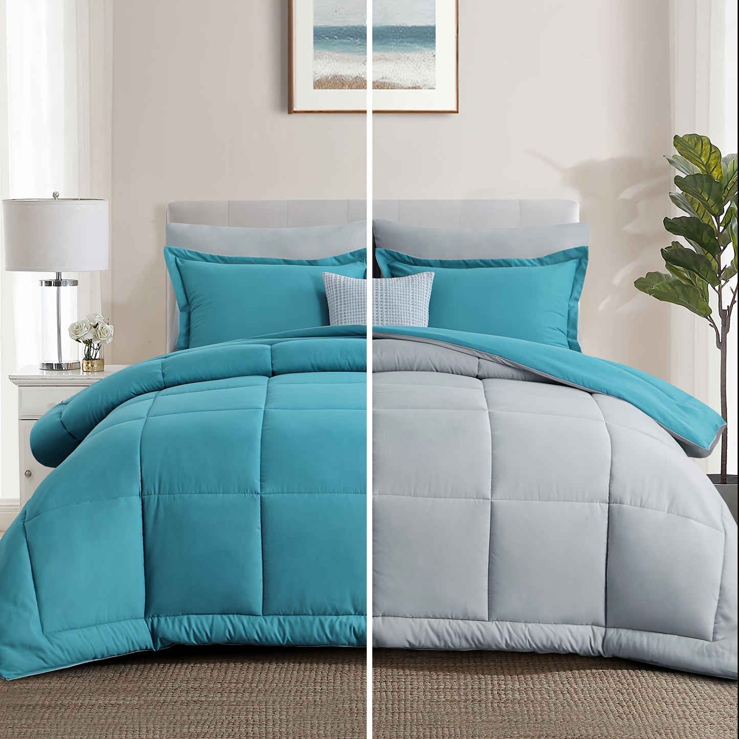 2/3pcs Luxurious Reversible Down Alternative Comforter Set - Ultra Soft, Lightweight, and Breathable for All Seasons - Includes 1 Pillow Sham, Hypoallergenic, Easy Care, and Machine Washable