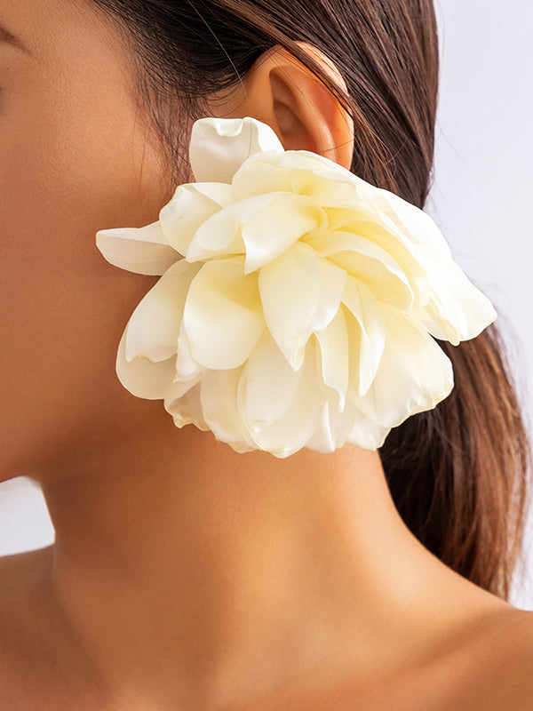 xakxx Solid Color Three-Dimensional Flower Drop Earrings