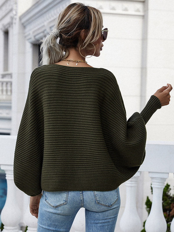 xakxx Casual Loose 6 Colors Off-The-Shoulder Long Sleeves Sweater Top