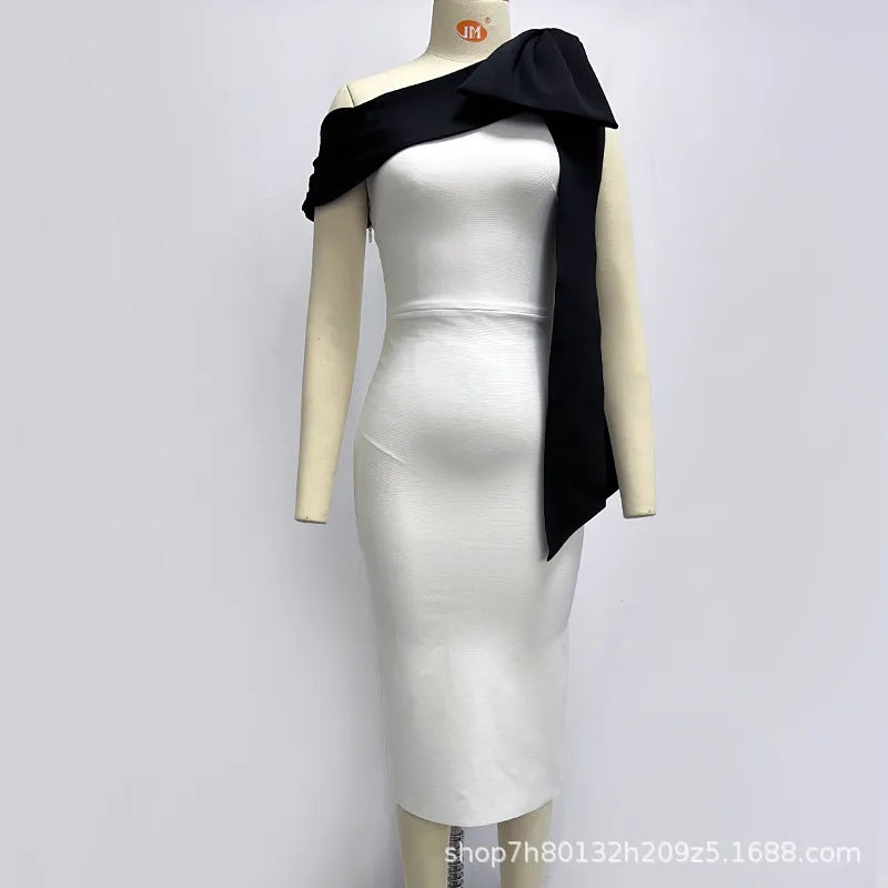 New Spring Summer Womens Dresses Version Designer Woman Elegant Evening Dress Classic Sexy Skinny Slim Wrap Hip Wear Midi Dress