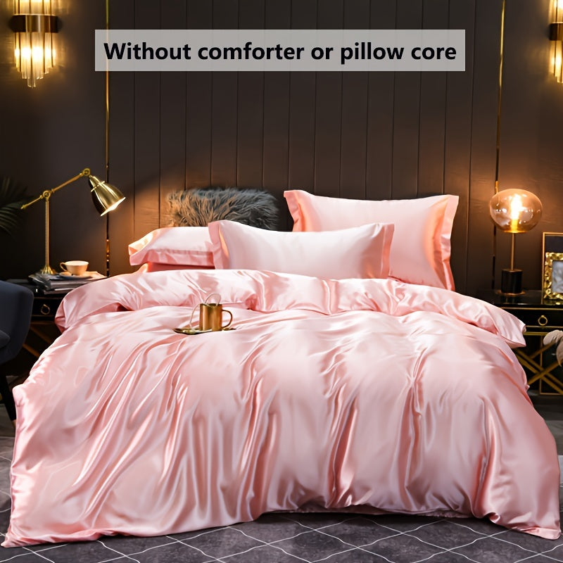 3pcs Luxury Soft Satin Duvet Cover Set - Breathable, Sweat-wicking, Skin-friendly, and Comfortable - Perfect for Bedroom and Living Room, Machine Washable, Easy Care