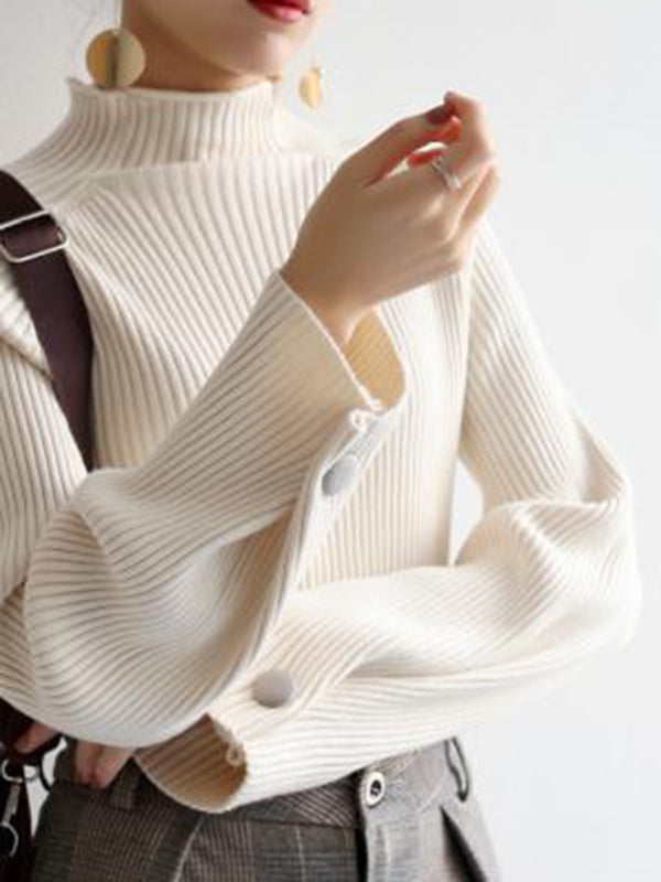 xakxx Simple Loose Solid Color High-Neck Sweater