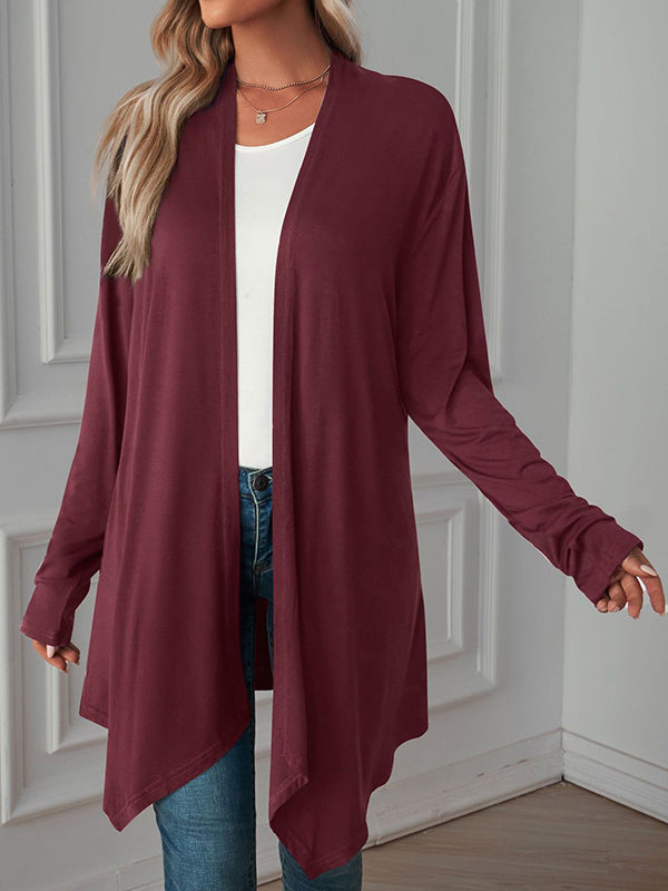 xakxx Long Sleeves Loose Solid Color Statement Collar Outerwear