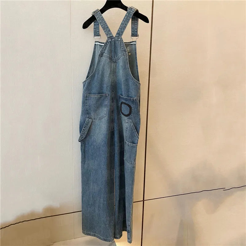 Classic Pattern Denim Strap Pants Women Jumpsuits Designer Fashion Jeans Girls High Street Rompers